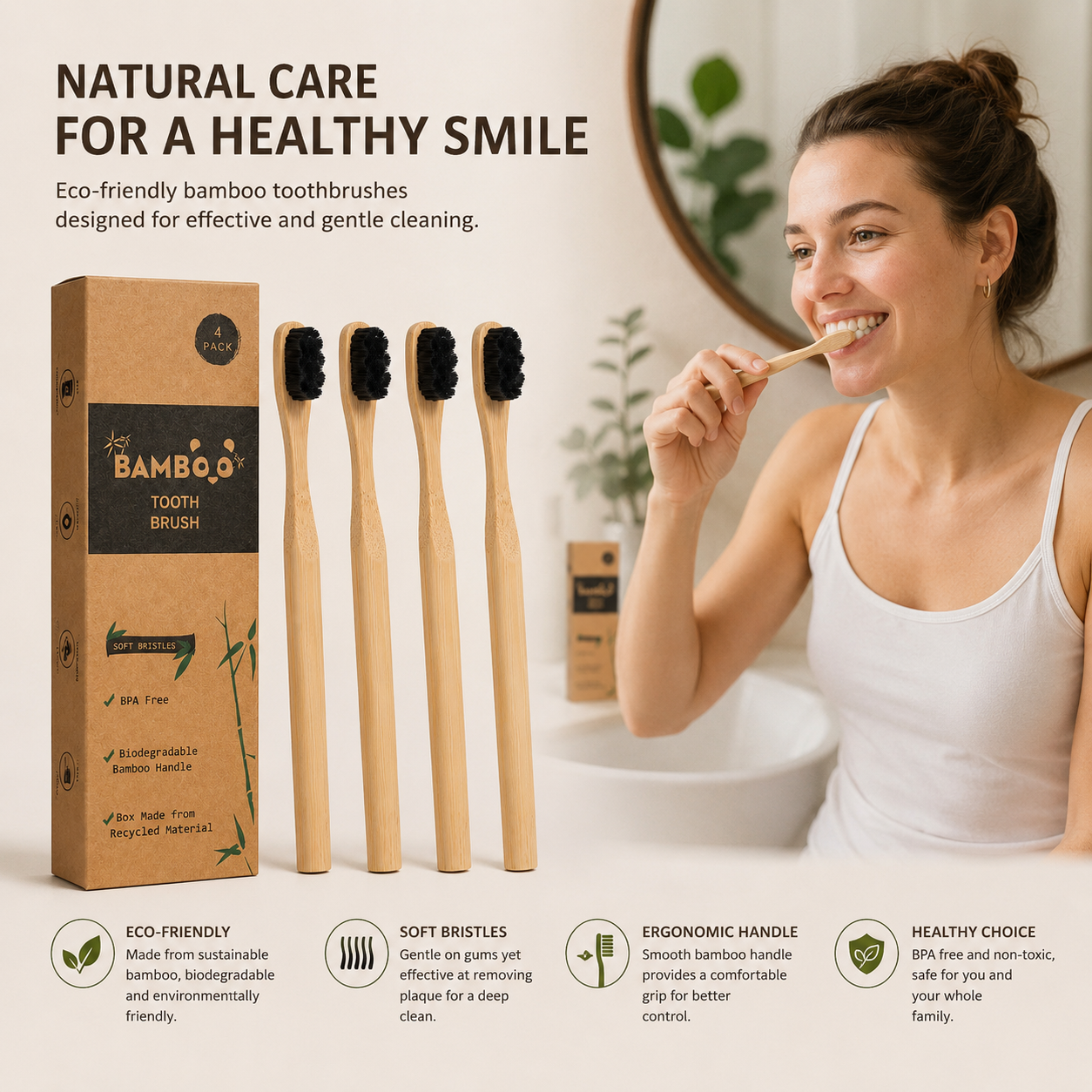 Bamboo Eco Toothbrush Soft Bristles